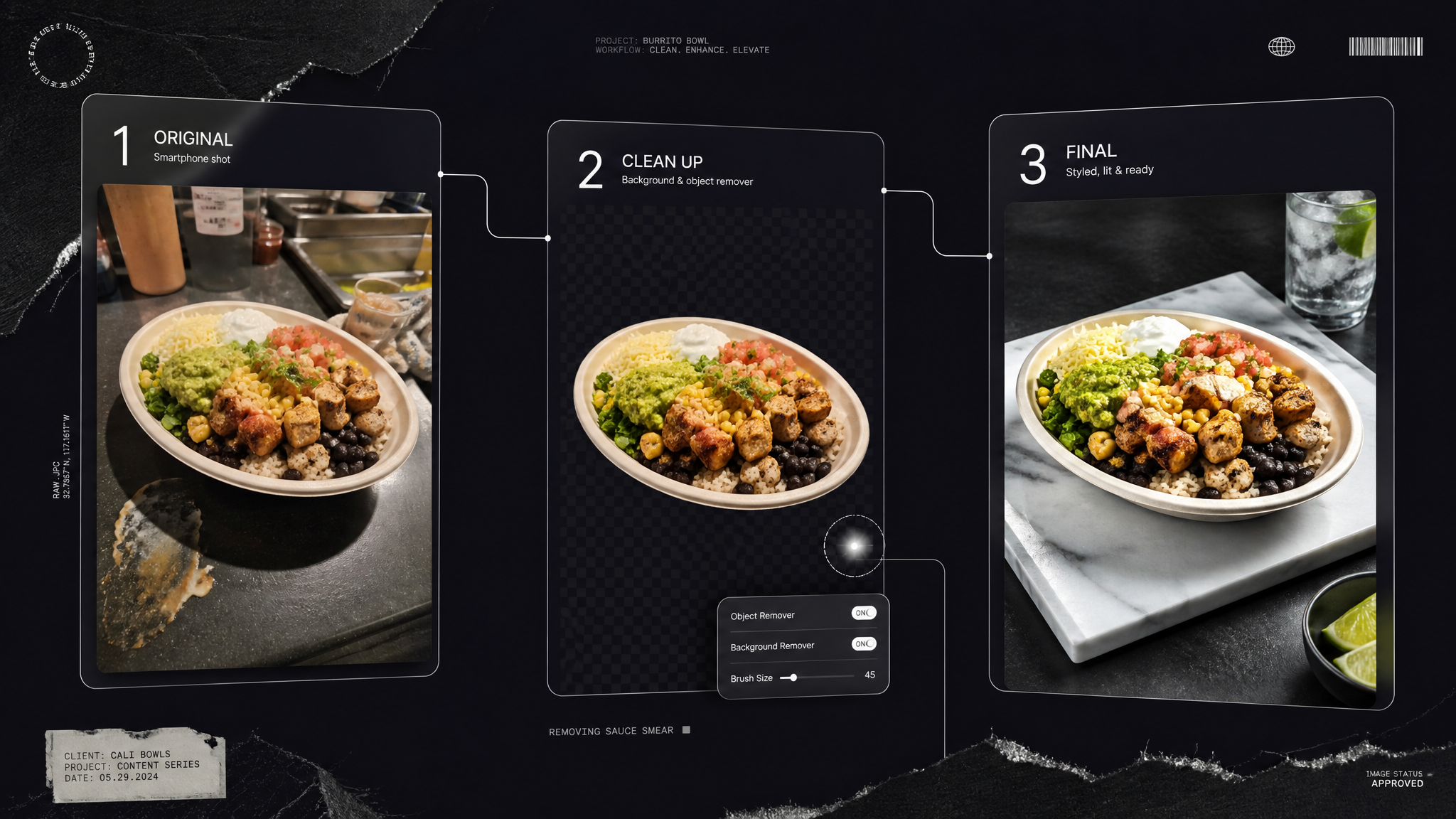 The workflow: from phone snap to menu-ready photo