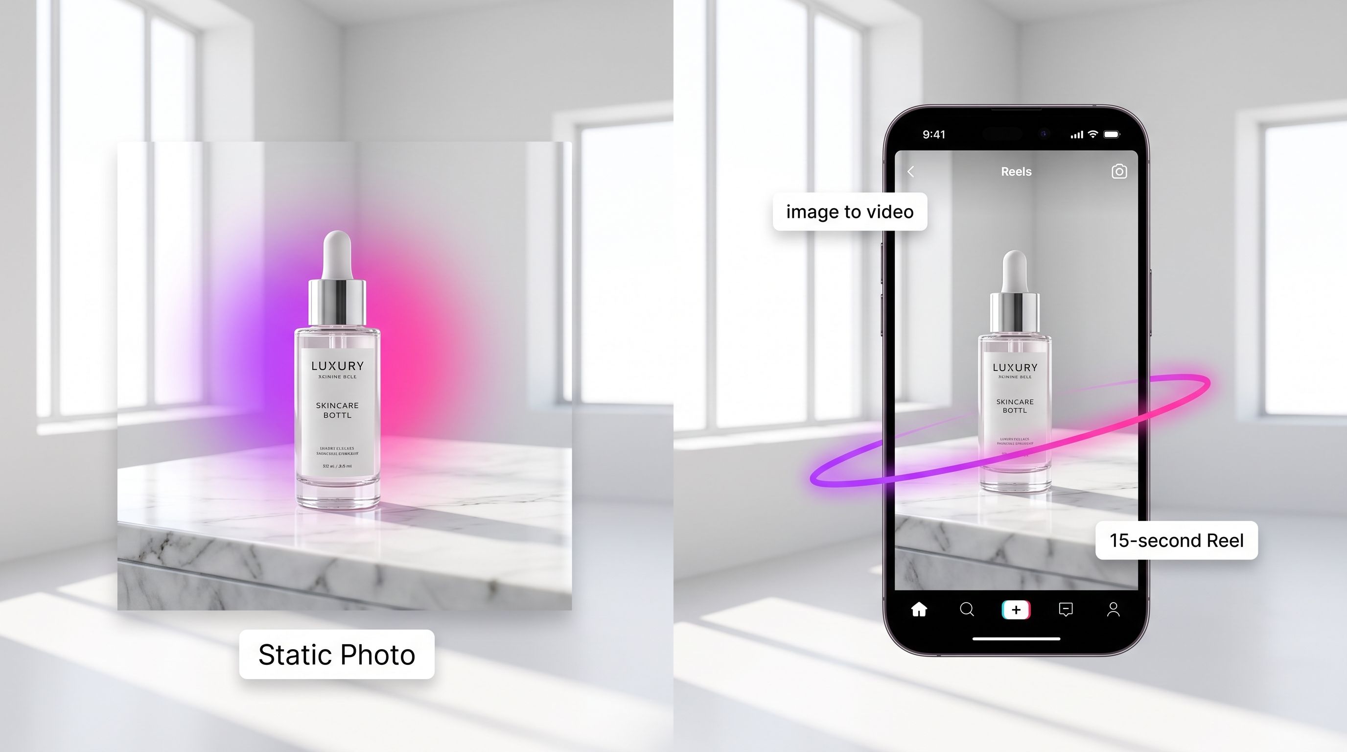 Turn one photo into a moving ad