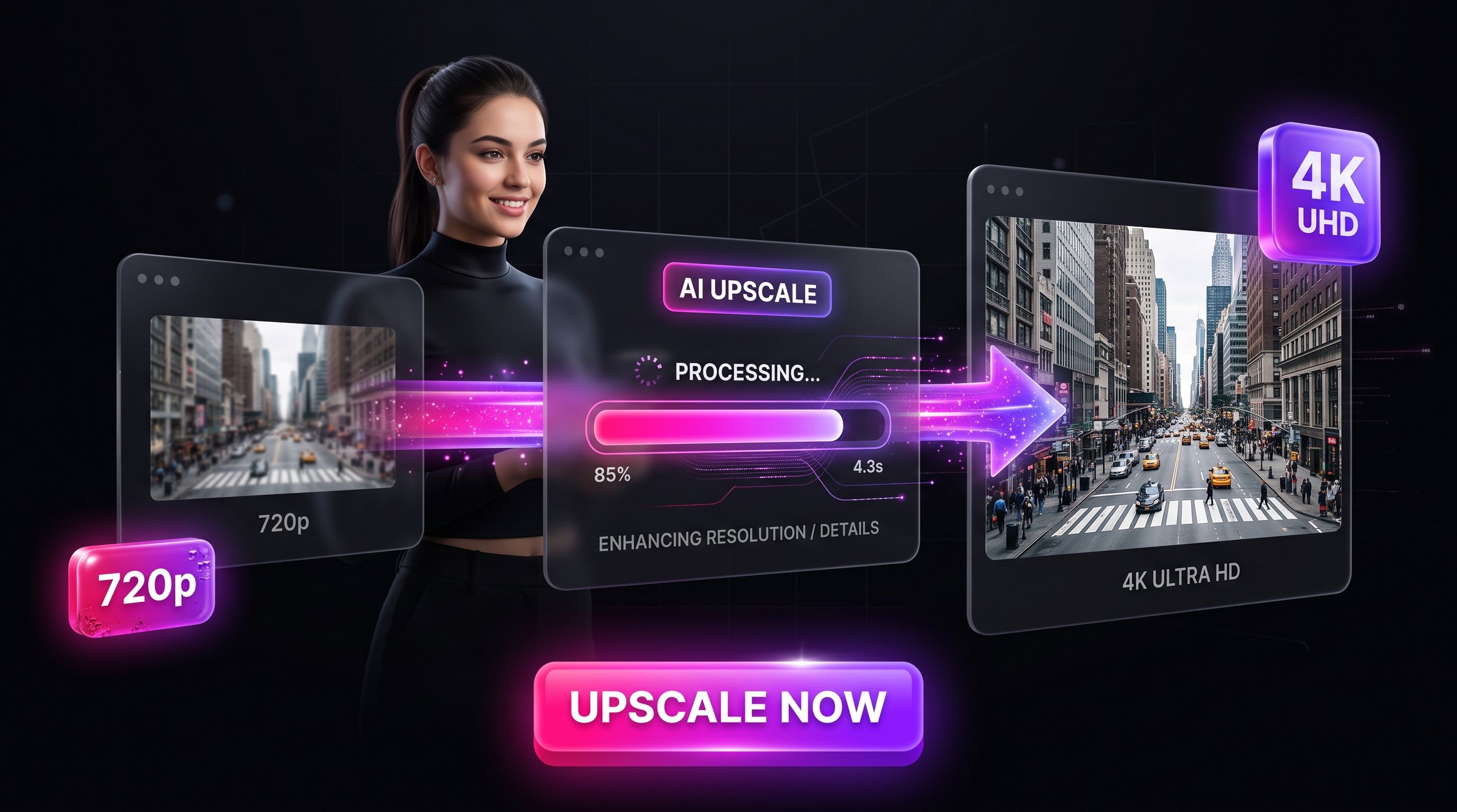 How the AI video upscaler works, step by step