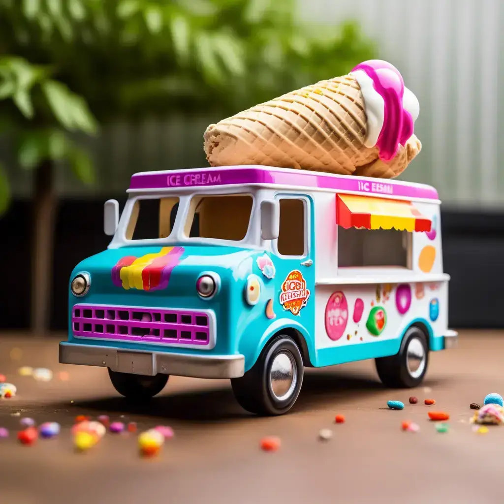 An ice cream truck shaped like a Volkswagen van.