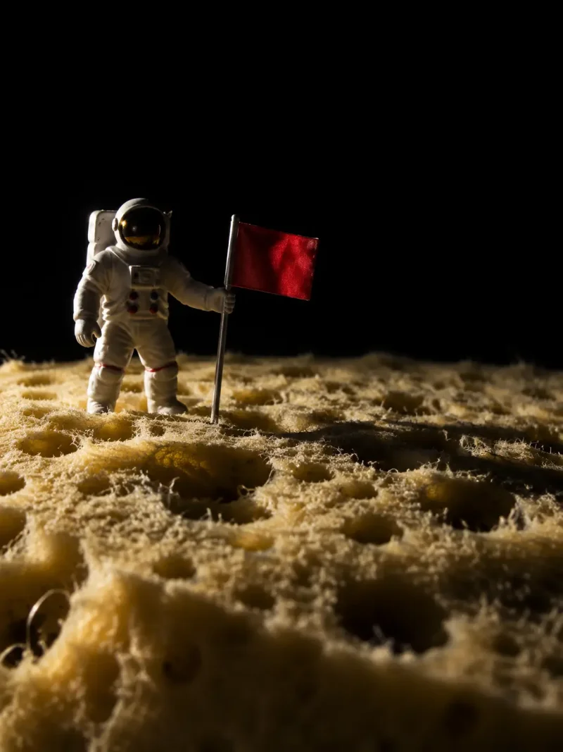 AI-generated image of an astronaut planting a flag on the moon