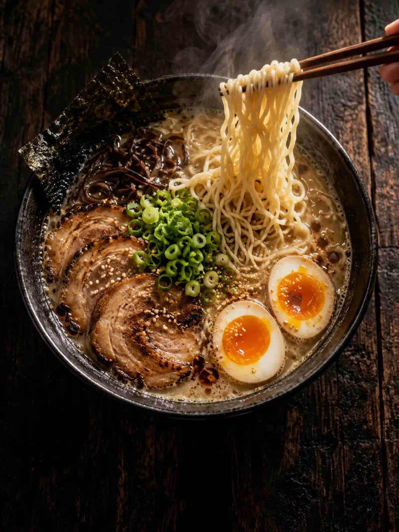 AI-generated food photo of a bowl of ramen noodles