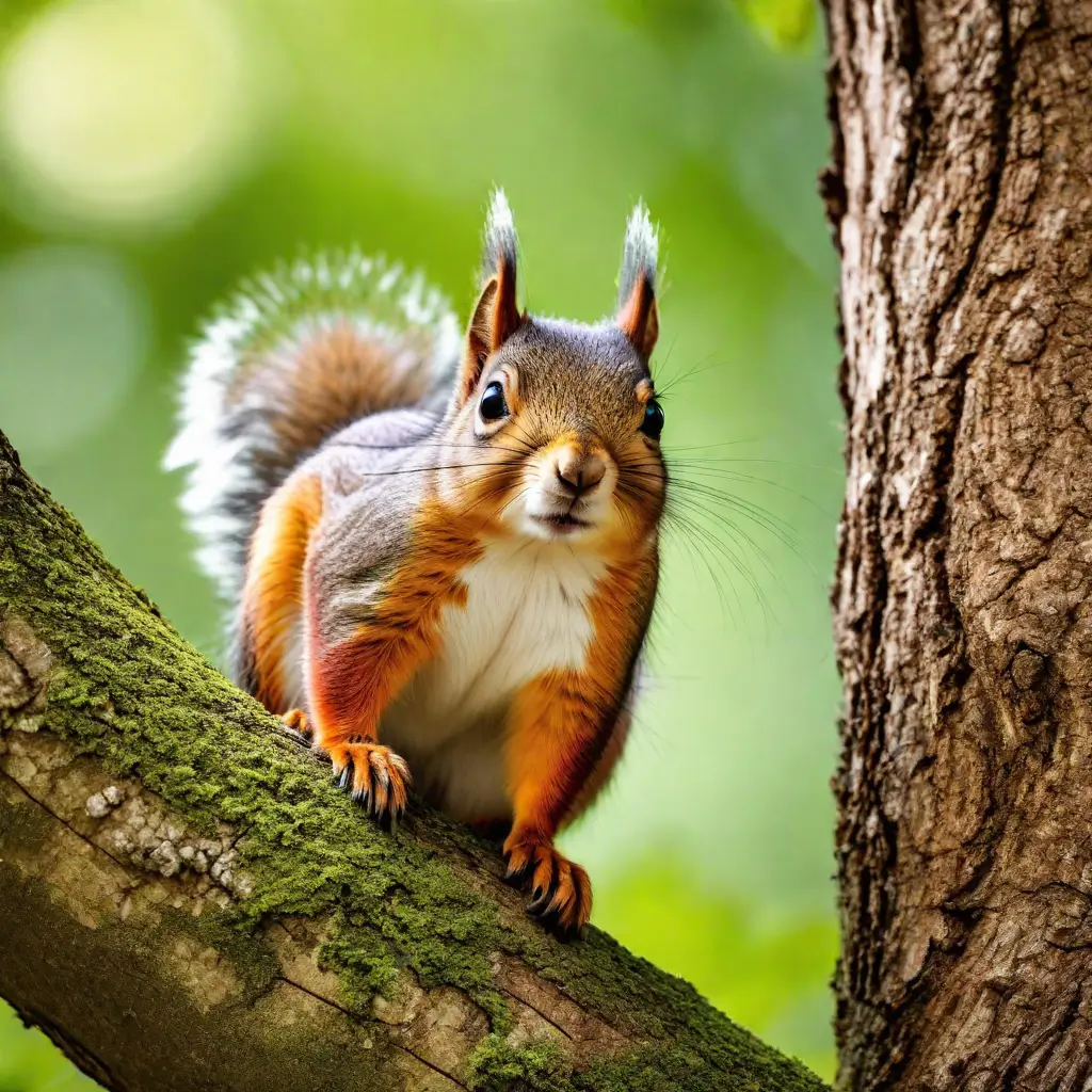 A squirrel on a tree branch