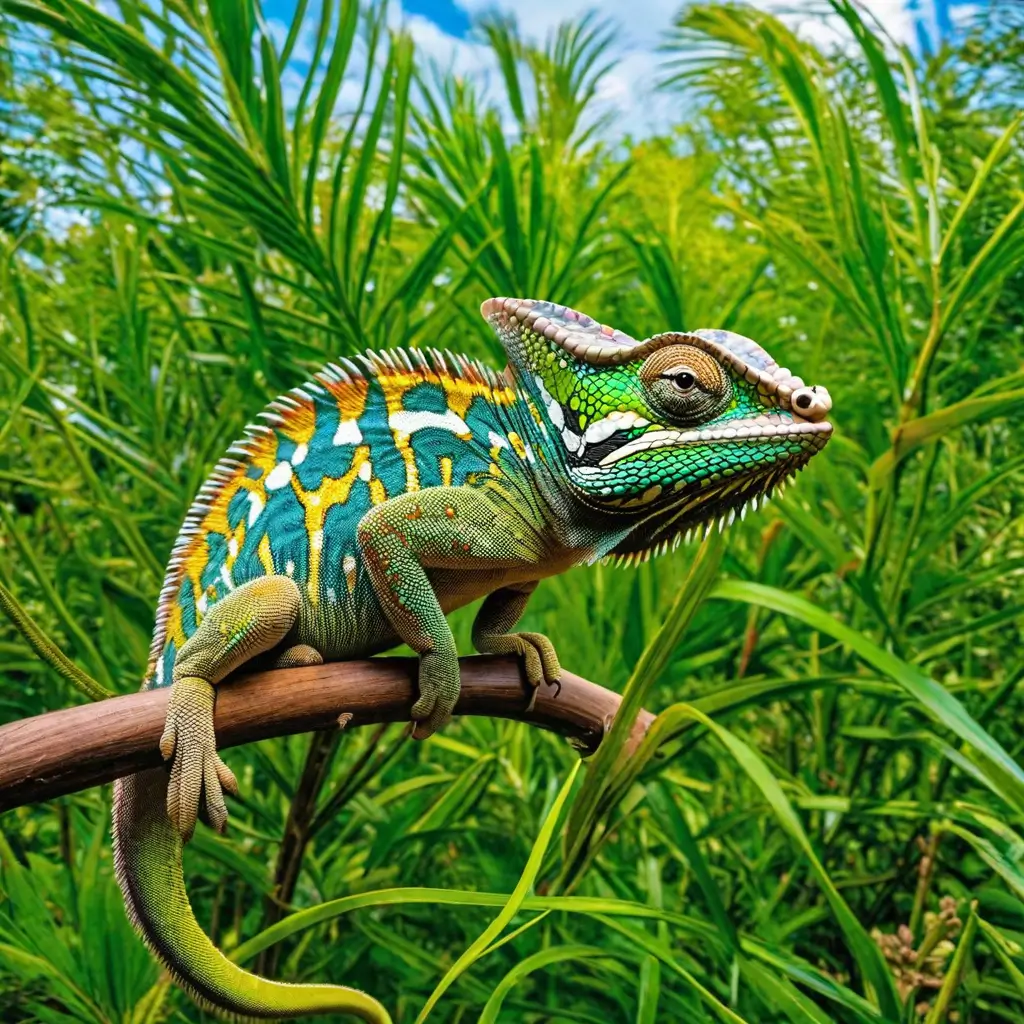 A chameleon on a branch