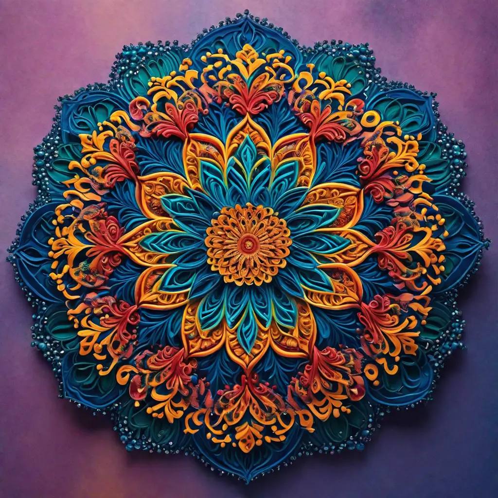 A colorful persondala on a purple background