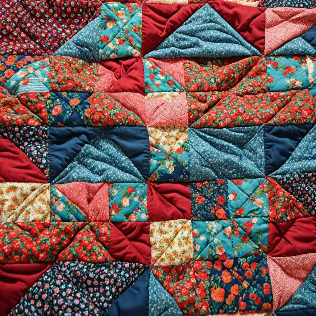 A colorful quilt with flowers
