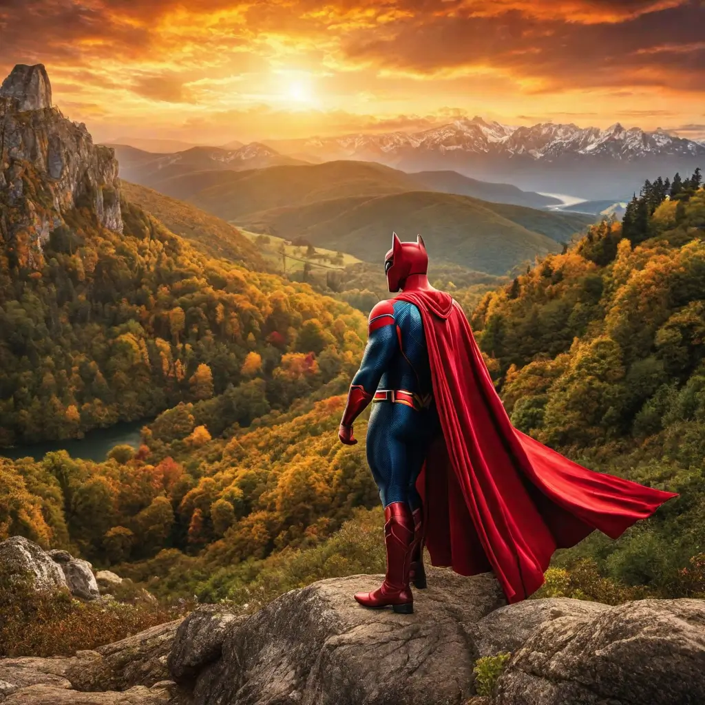 A person in a superhero garment