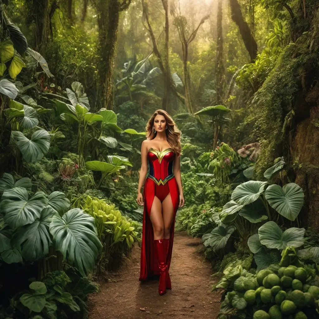 a person in a garment walking on a path in a forest