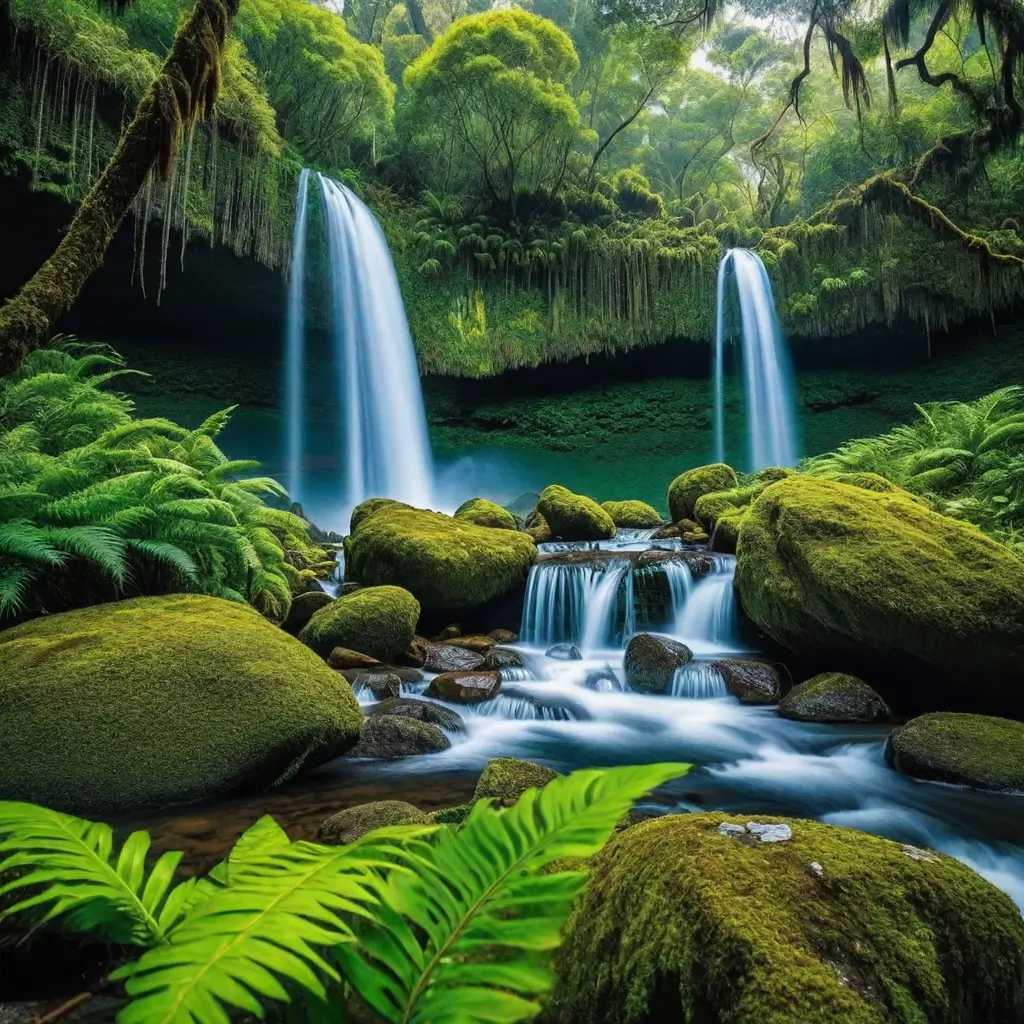 A waterfall in a forest