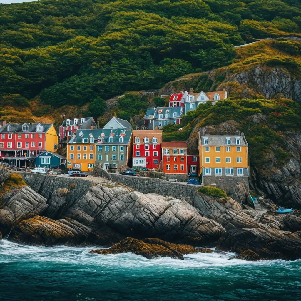 A colorful houses on a hill