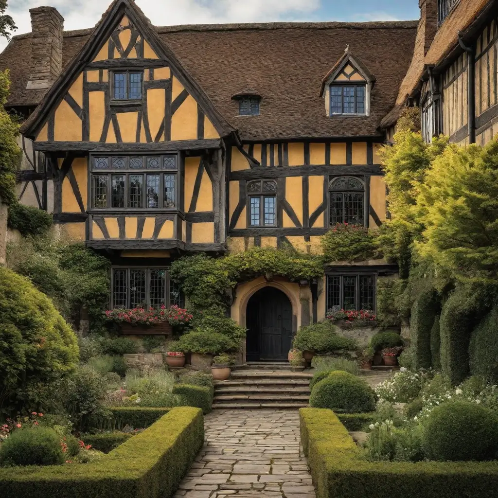 A house with a garden and bushes