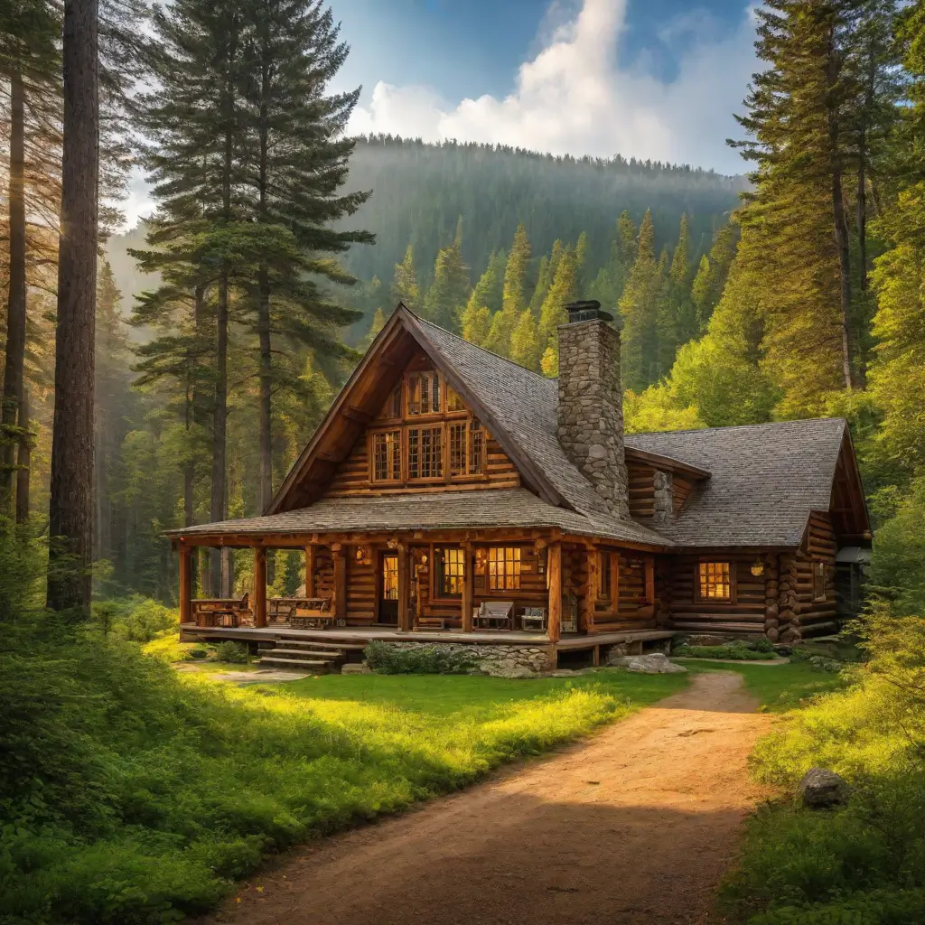 A log cabin in the woods