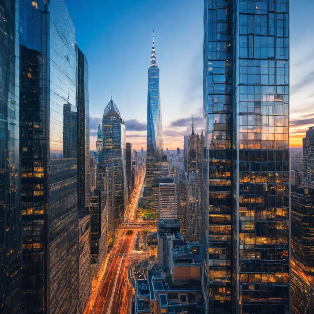 A city with tall buildings
