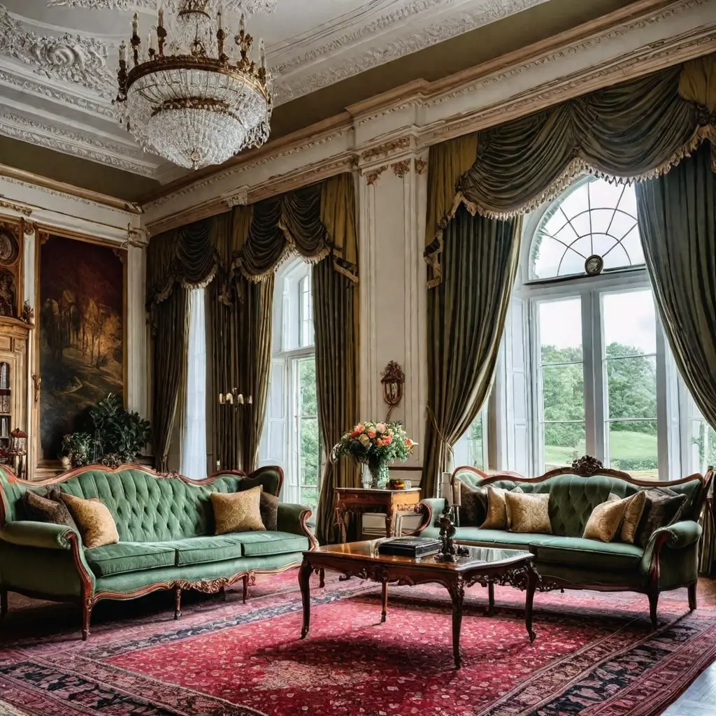 A living room with a large couch and a television