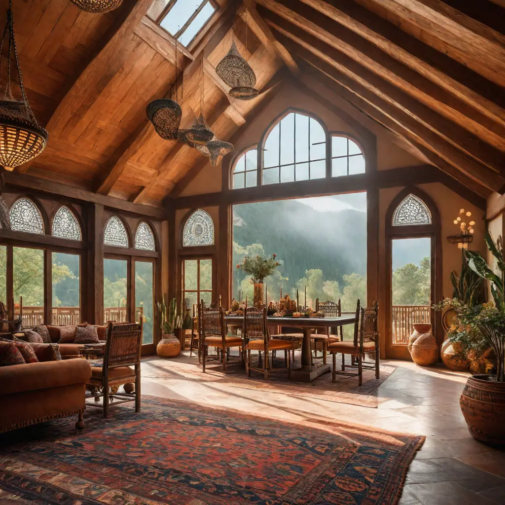 A room with wooden design