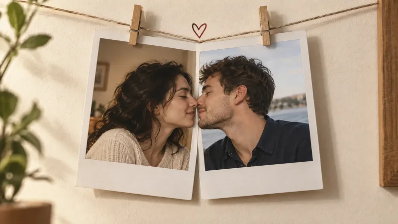 Two separate portrait photos turned into an AI kissing video