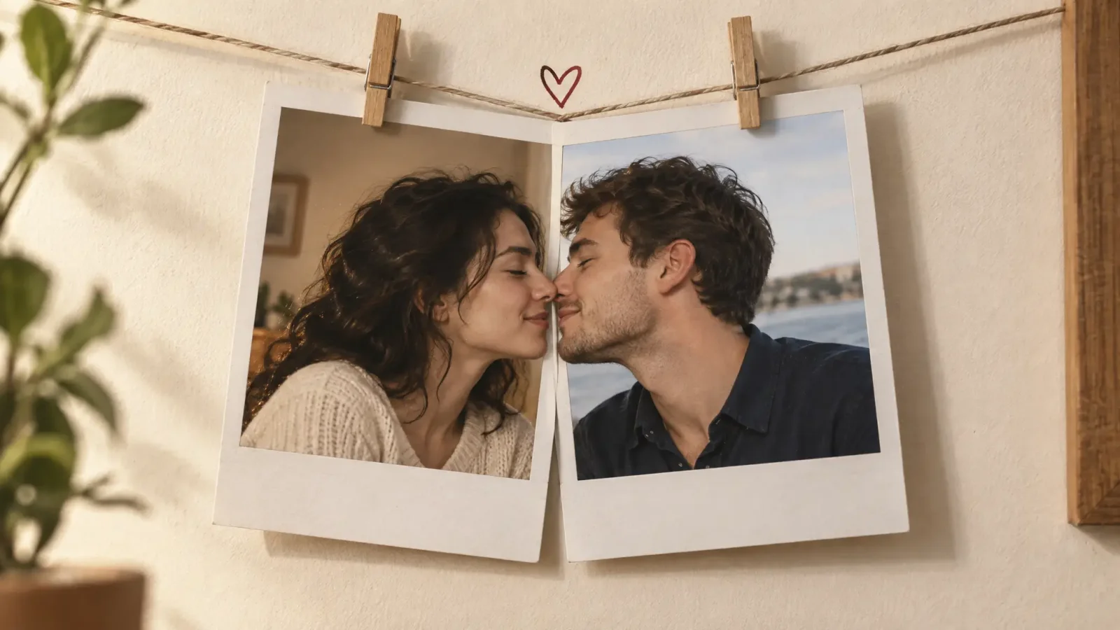 Two separate portrait photos turned into an AI kissing video