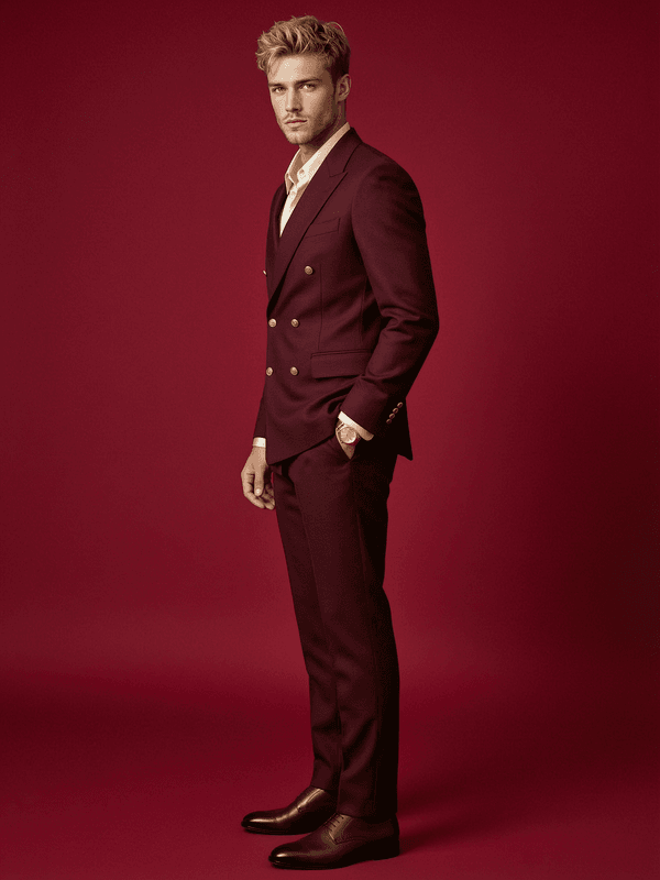 Burgundy Double-Breasted Suit