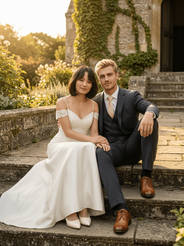 Stone Steps Sit Couple