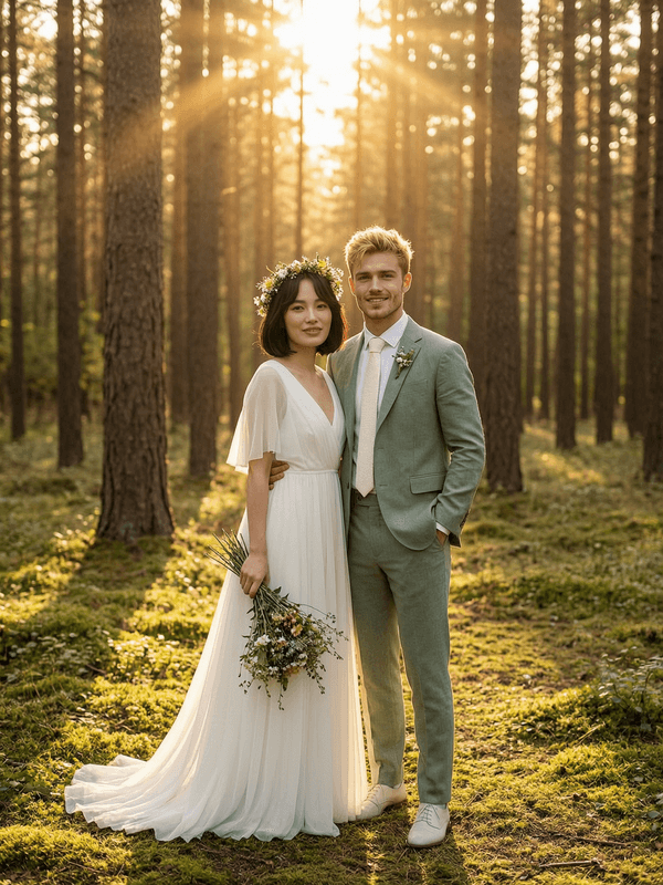 Forest Sunbeam Couple