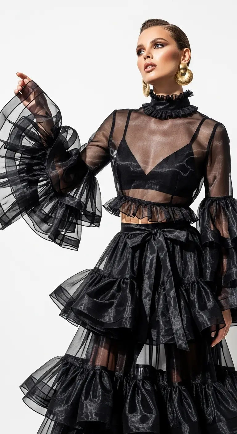 Sheer Ruffle Top