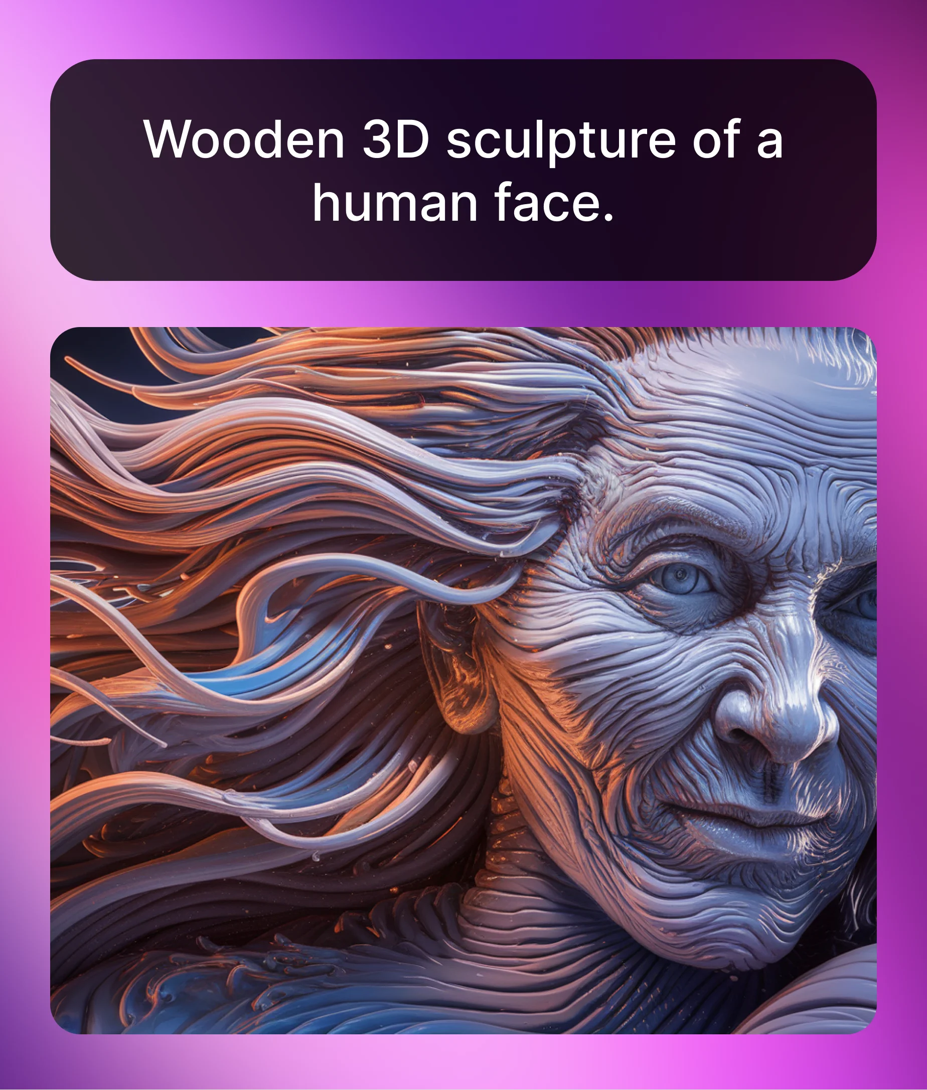 Abstract face art for AI image description.