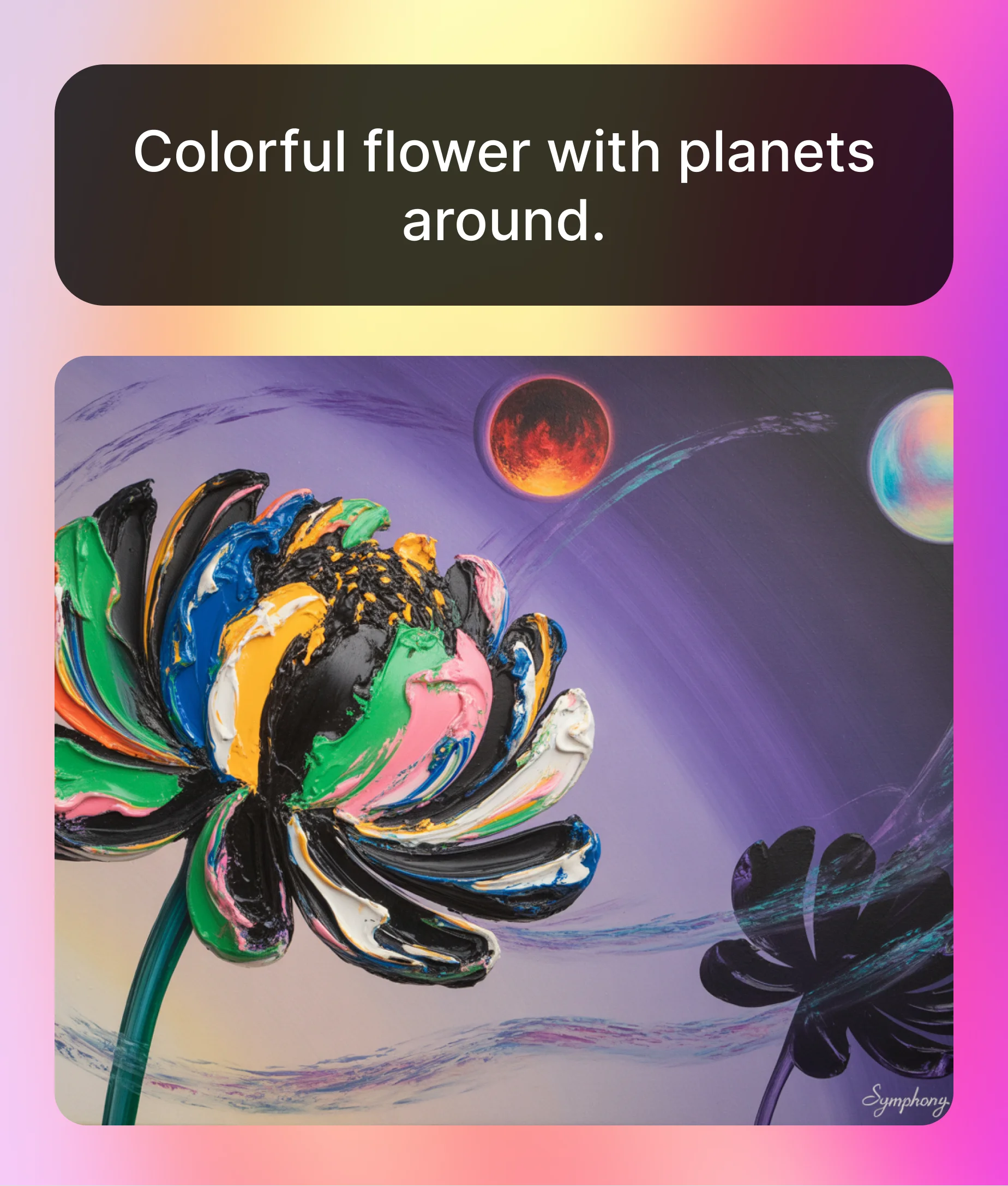 Surreal flower scene for image to text use.