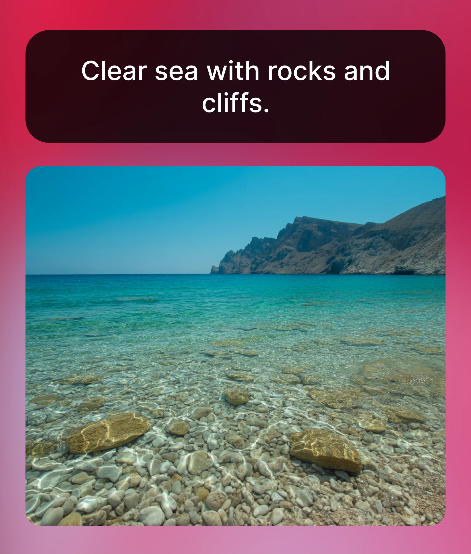 Scenic beach used for image caption generation.