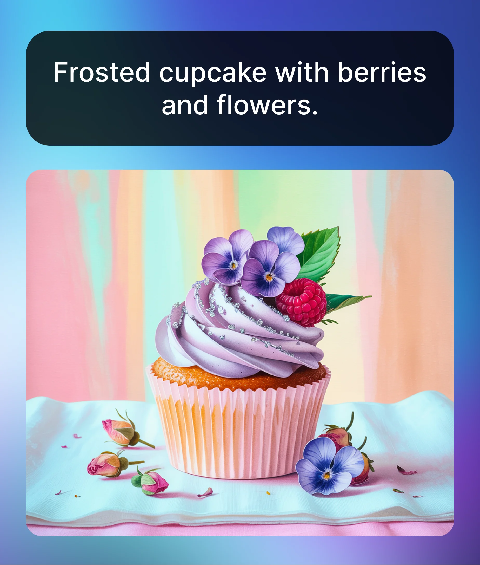 Decorative cupcake image for text generation.