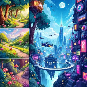 AI-generated neon-lit futuristic cityscape with flying vehicles and skyscrapers