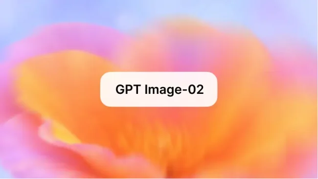 GPT Image 02 title card on a soft abstract gradient background in pink, orange, and blue