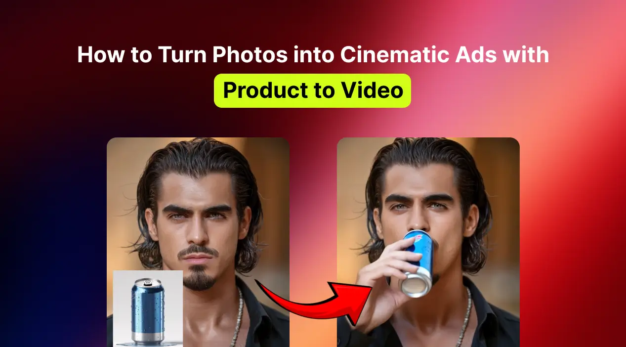 How to turn photos into cinematic ads with MagicShot’s Product to Video, showing a man drinking from a can after AI transforms a product image into video.