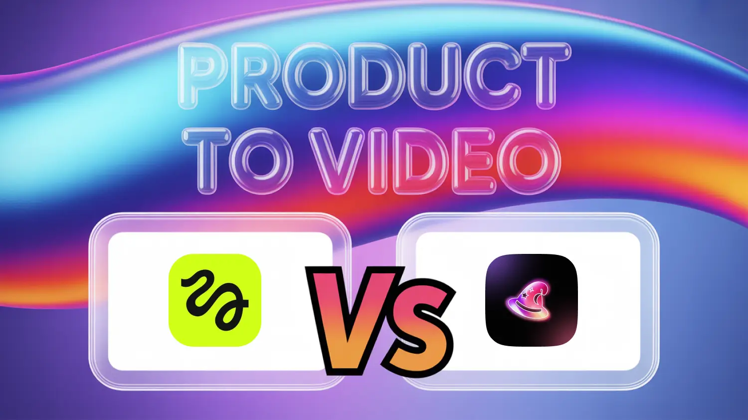 Product to Video thumbnail showing a colorful gradient background with bubble text “Product to Video” at the top, and two white frames featuring Higgsfield’s logo on the left and MagicShot’s logo on the right, separated by a bold “VS”.