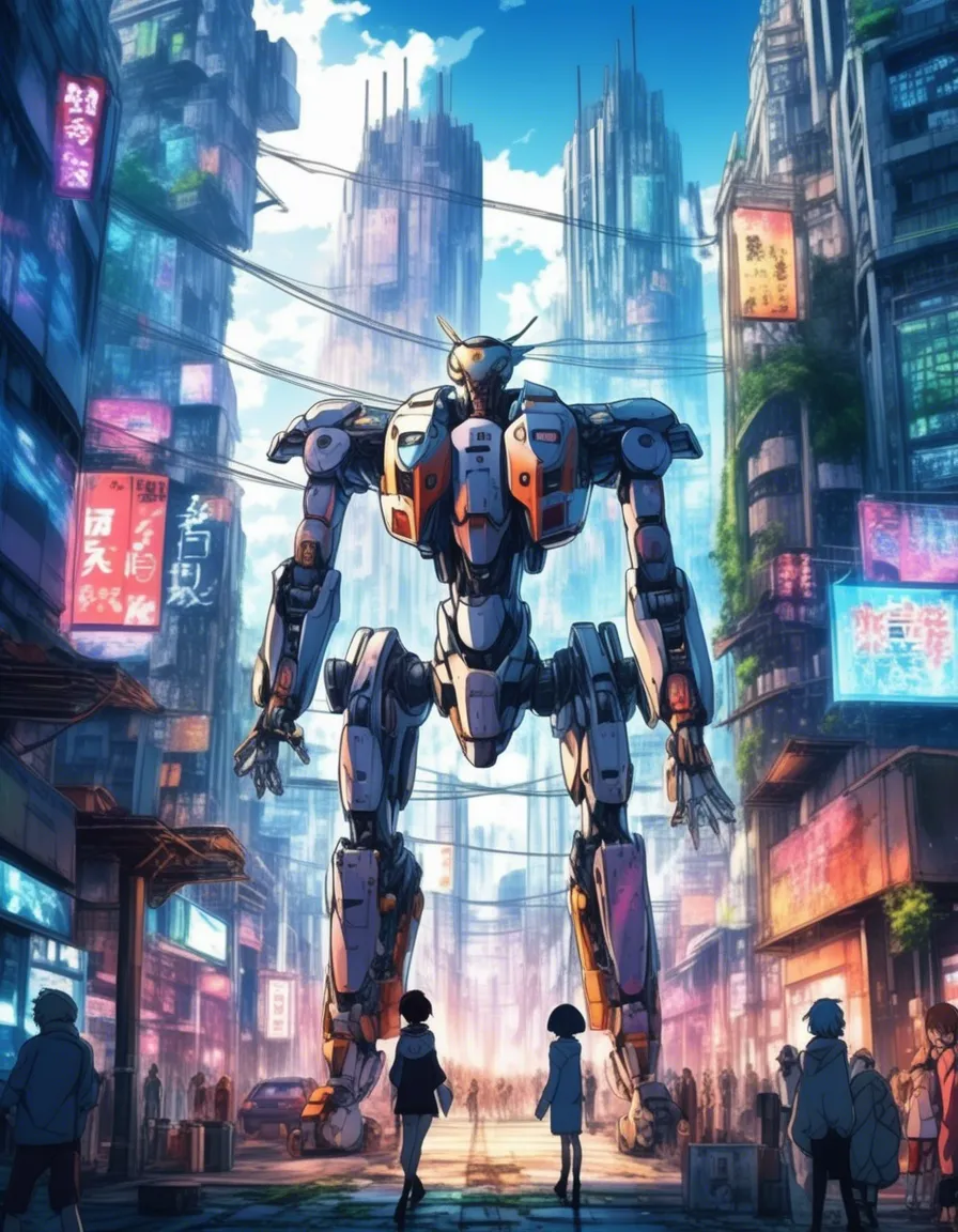 A group of people in futuristic armor standing in a futuristic city.