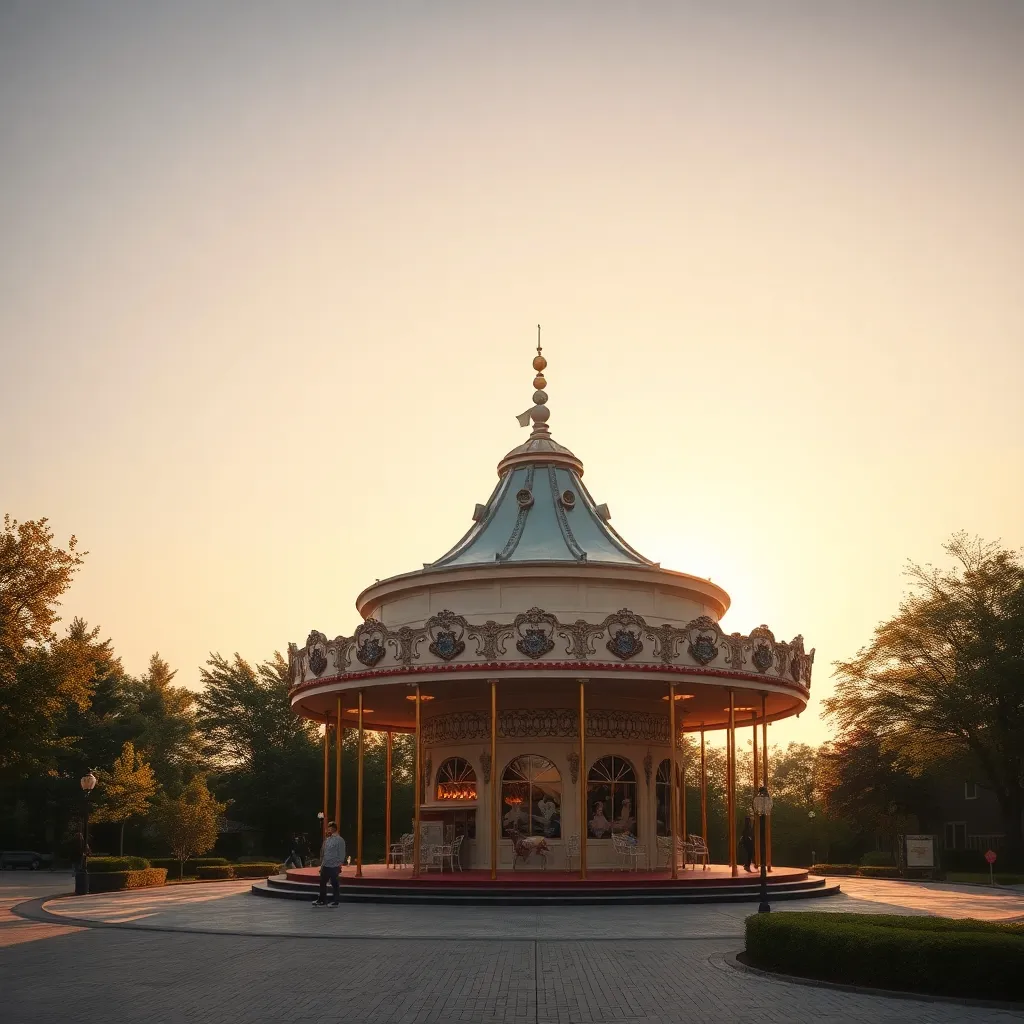 A charming bandstand with a domed roof, nestled in a park setting.