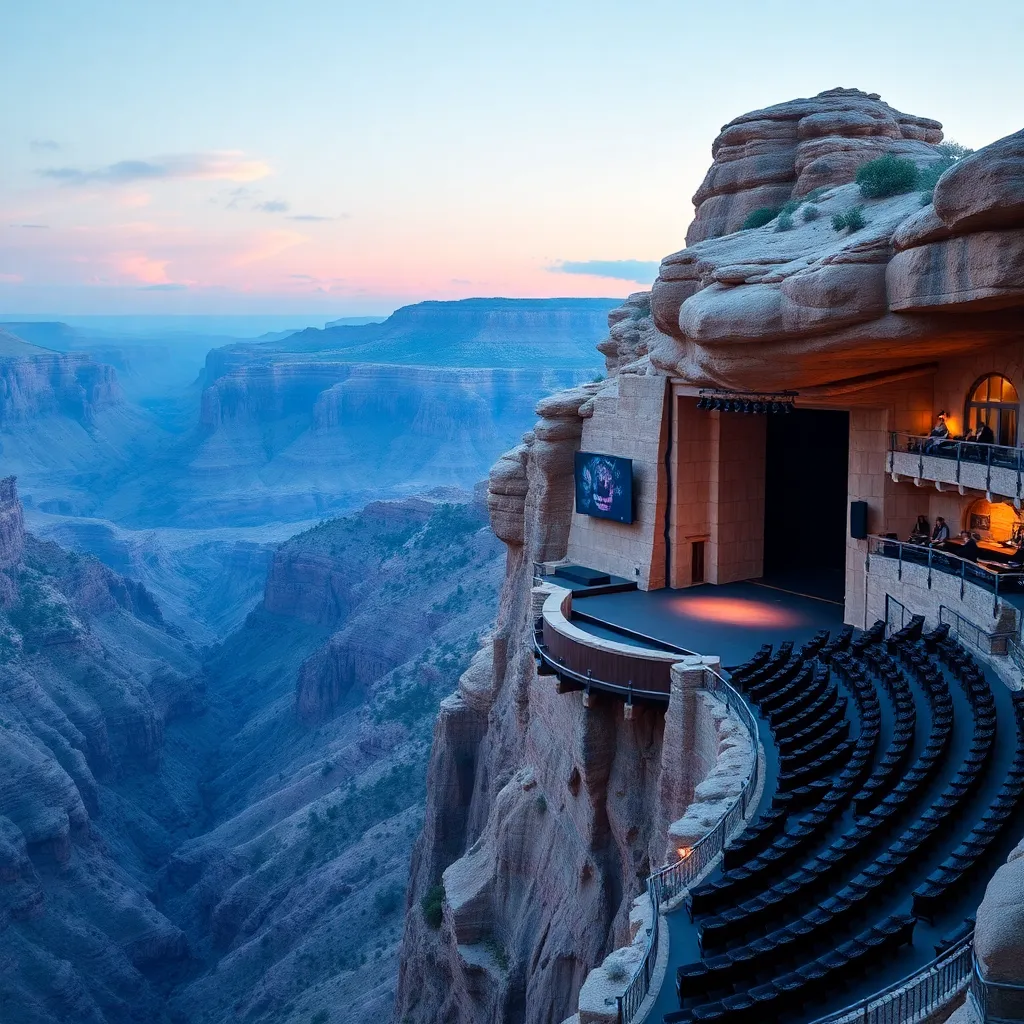 A dramatic, cliffside hotel with a pool overlooking a breathtaking canyon.