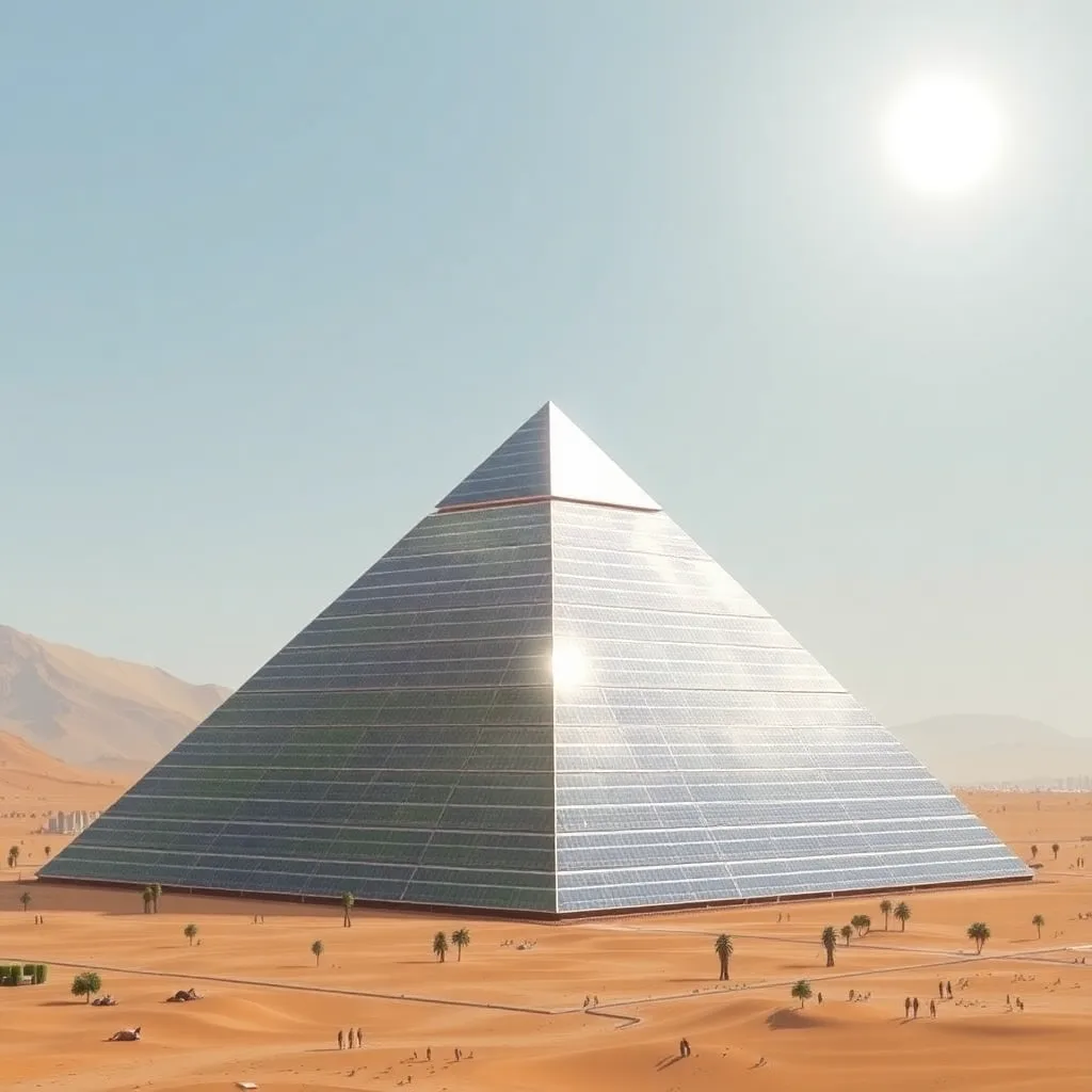 A majestic pyramid standing tall in the desert sands.