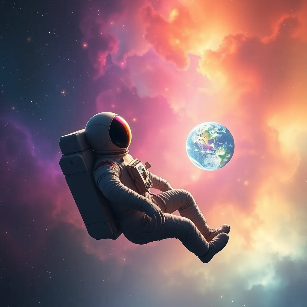 An astronaut floating in space with Earth in the background.