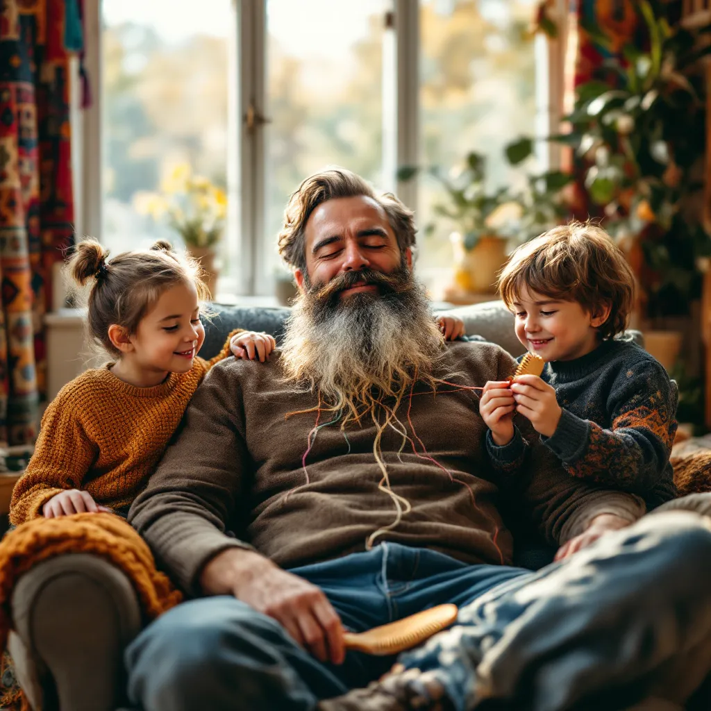 A person who appears to be a father is cradling a baby while sitting in a rocking chair outdoors.