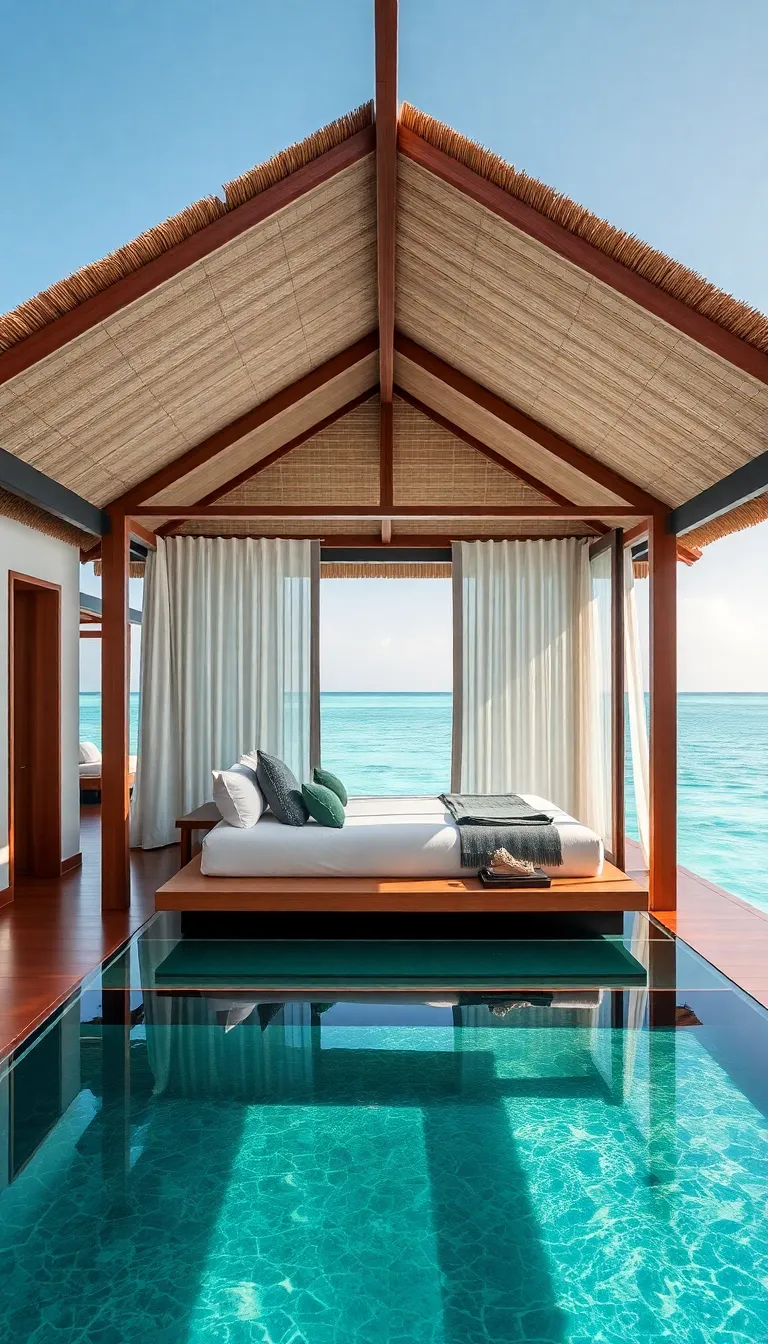 A luxurious overwater bungalow with a private pool.