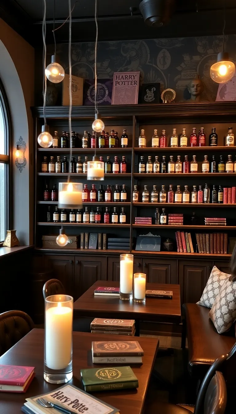 A cozy reading nook with a fireplace and bookshelves.