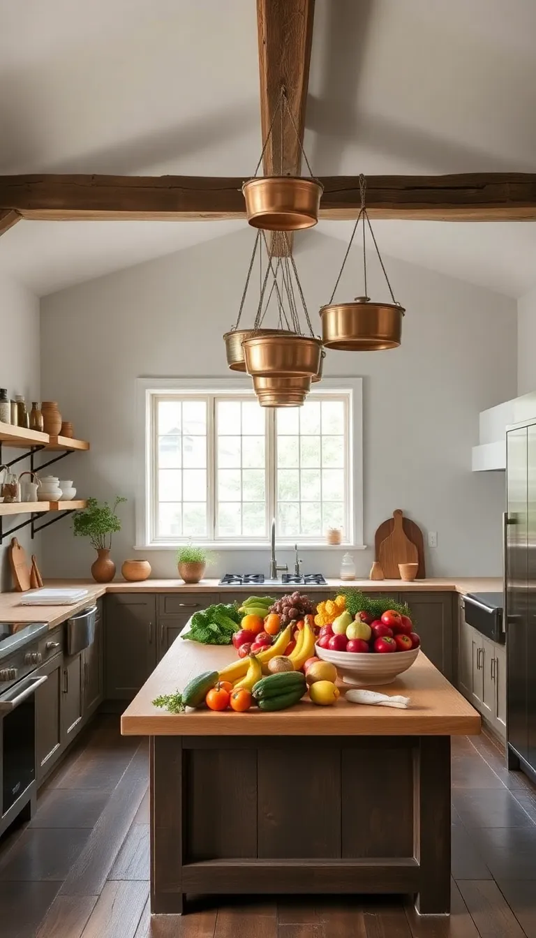 A modern kitchen with wooden cabinets and a dining table.