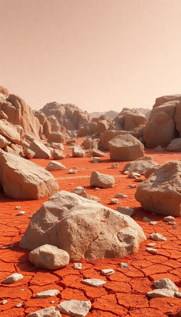 A barren, rocky landscape on Mars with a reddish hue.