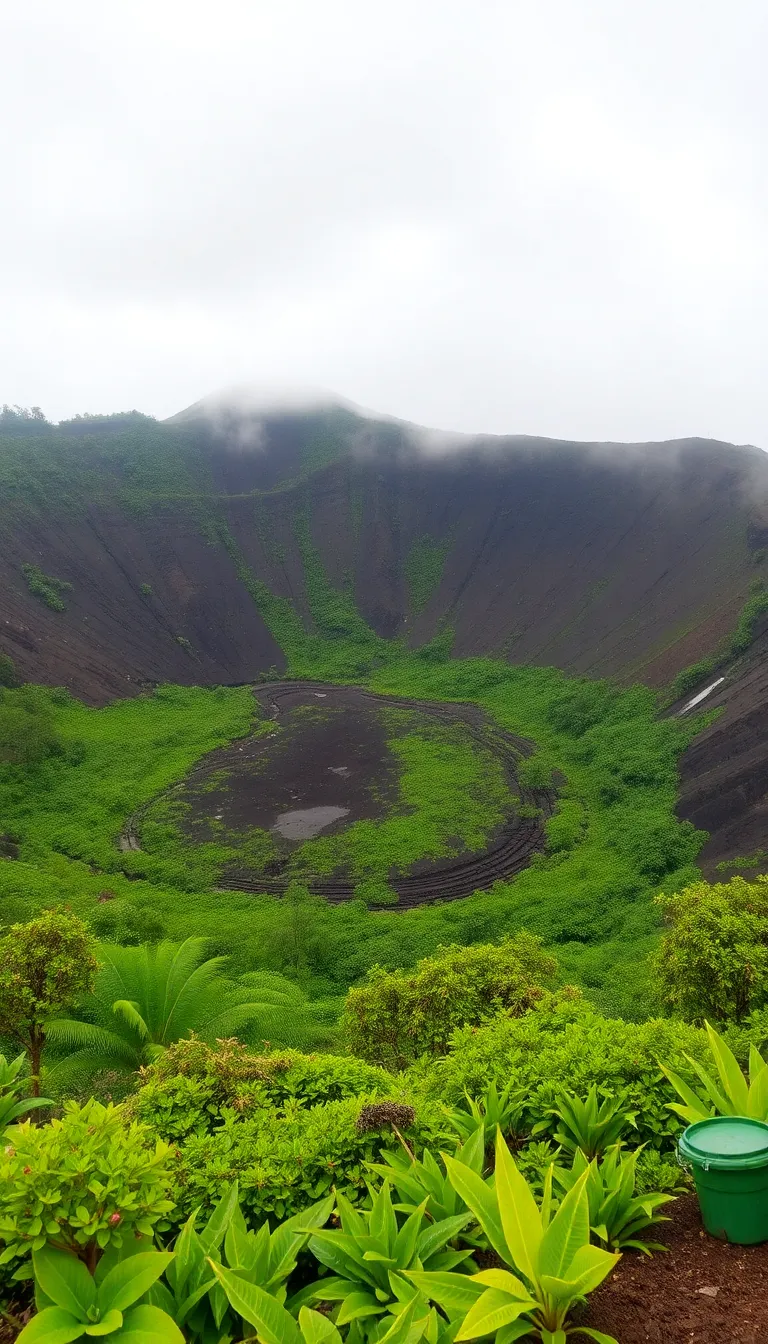 A lush green mountain landscape with vibrant foliage.