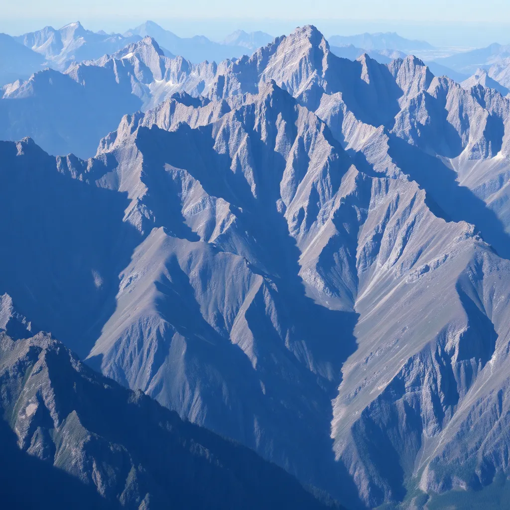 A majestic mountain range with snow-capped peaks