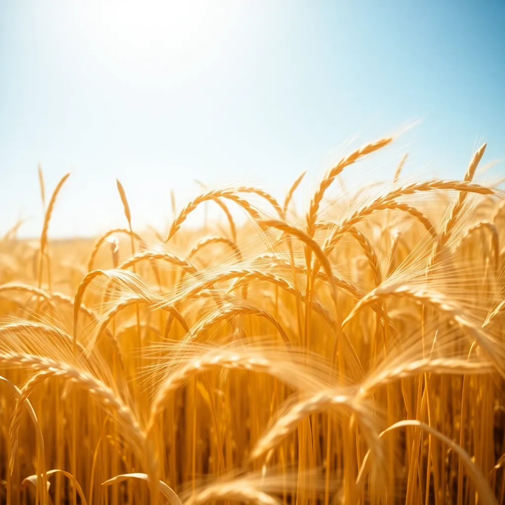 A close-up of golden wheat stalks