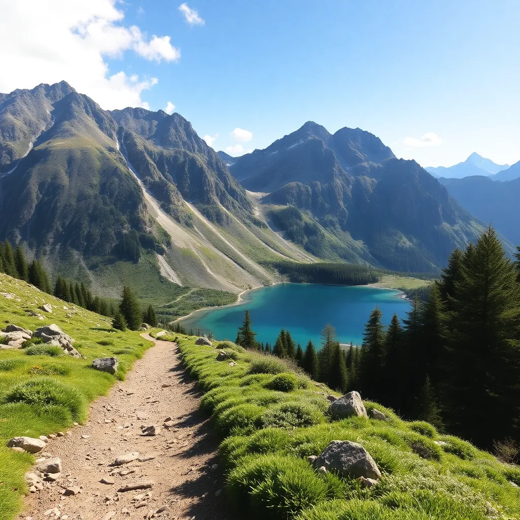 A scenic mountain lake surrounded by lush green forests