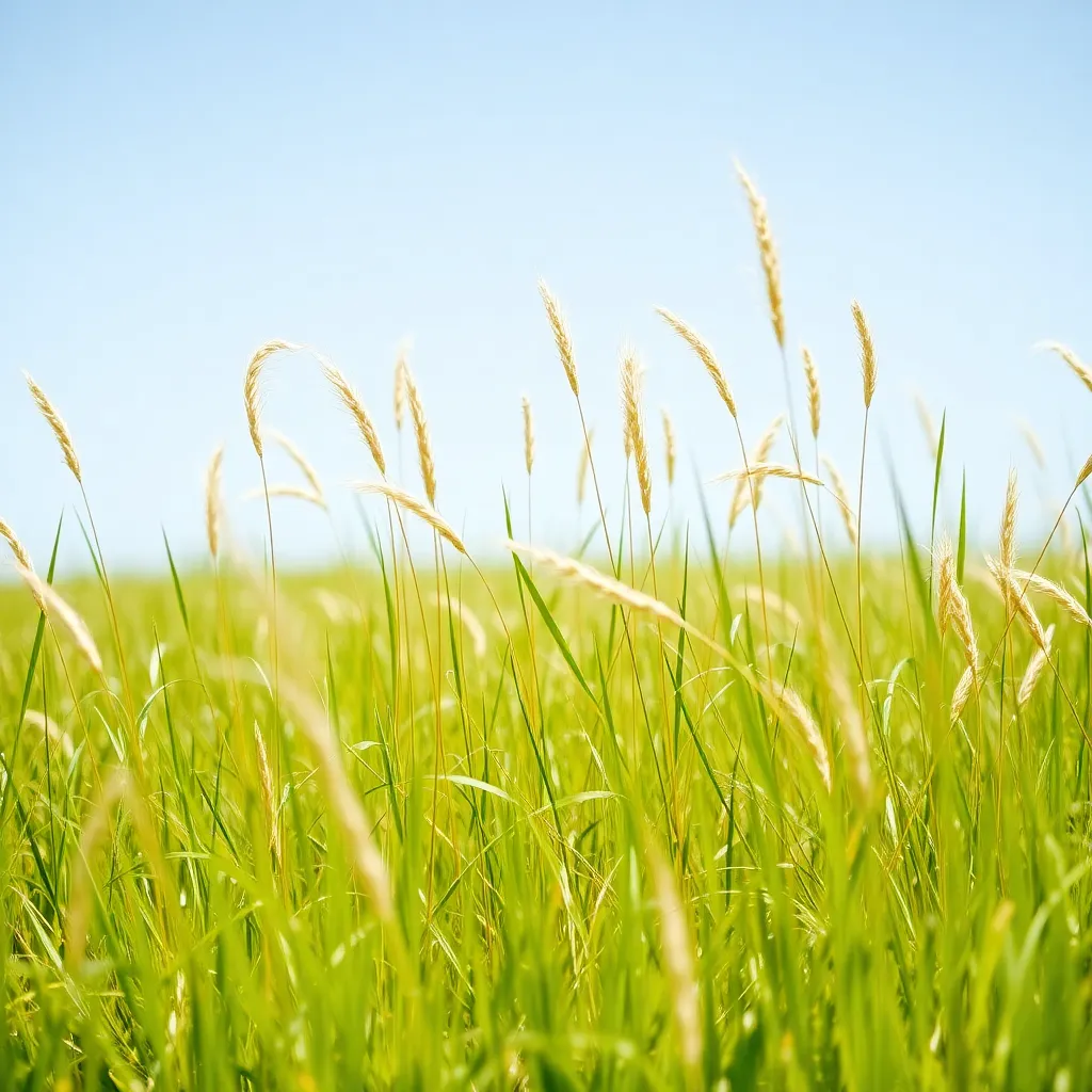 A field of tall green grass swaying in the wind