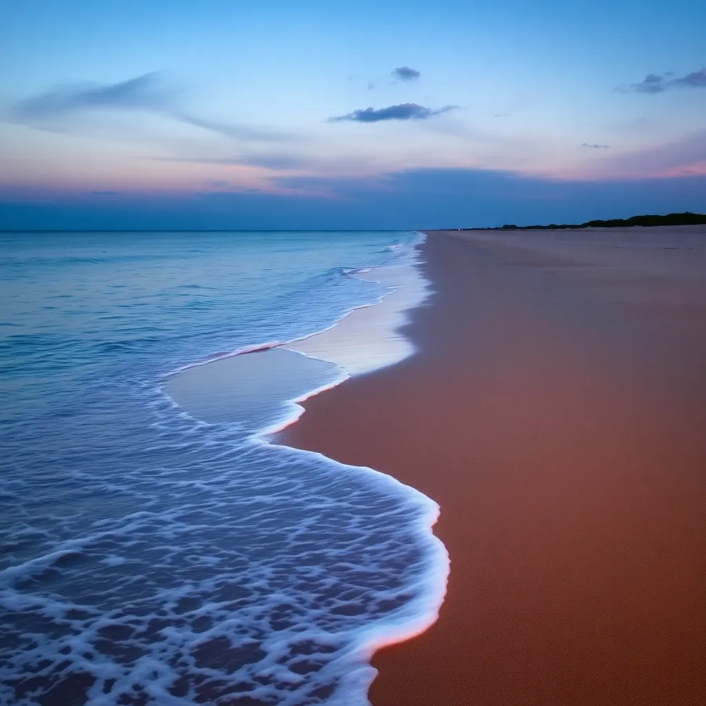 A beautiful sunset over a sandy beach