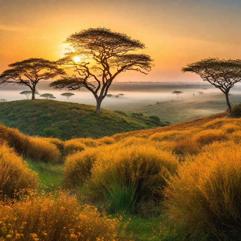 A stunning sunrise over a field with a lone tree